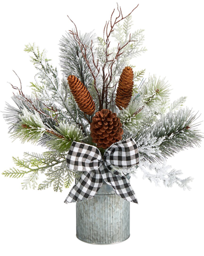 Nearly Natural 20in Holiday Winter Greenery Arrangement