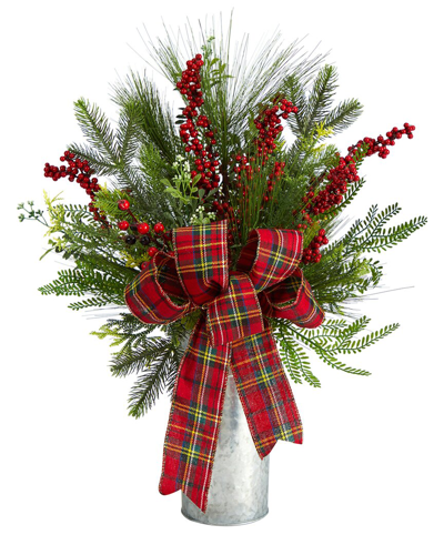 Nearly Natural 28in Holiday Winter Greenery Arrangement