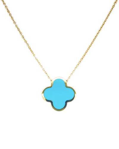 Italian Gold 14k Turquoise Clover Necklace