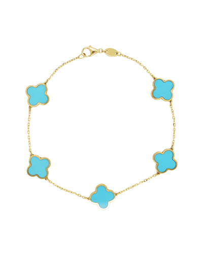 Italian Gold 14k Turquoise Enamel Chain Bracelet