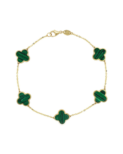 Italian Gold 14k Malachite Enamel Chain Bracelet