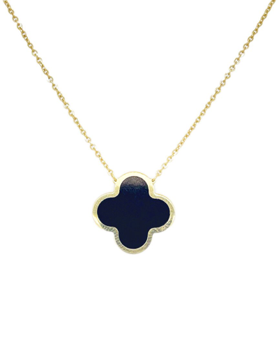 Italian Gold 14k Onyx Clover Necklace