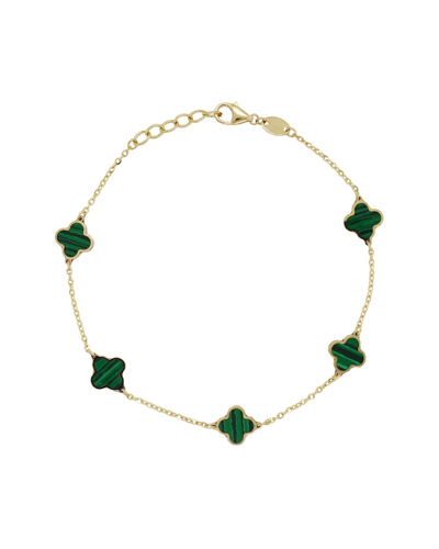 Italian Gold 14k Malachite Enamel Chain Bracelet
