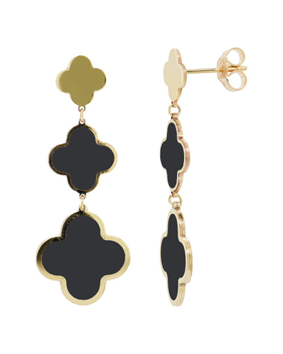 Italian Gold 14k Onyx Clover Dangle Earrings