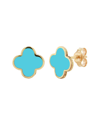 Italian Gold 14k Turquoise Bar Studs In Gold