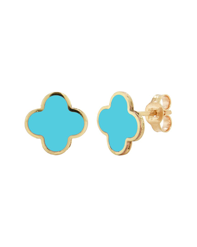 Italian Gold 14k Turquoise Bar Studs