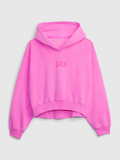 Gap Project  Arch Logo Cropped Hoodie In Standout Pink