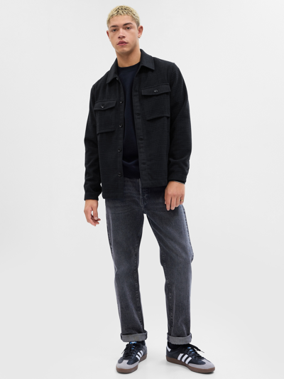 Gap Organic Cotton Midweight Flannel Shirt In Grey Shadow Plaid