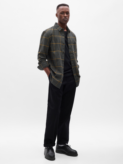 Gap Organic Cotton Midweight Flannel Shirt In Gray Windowpane