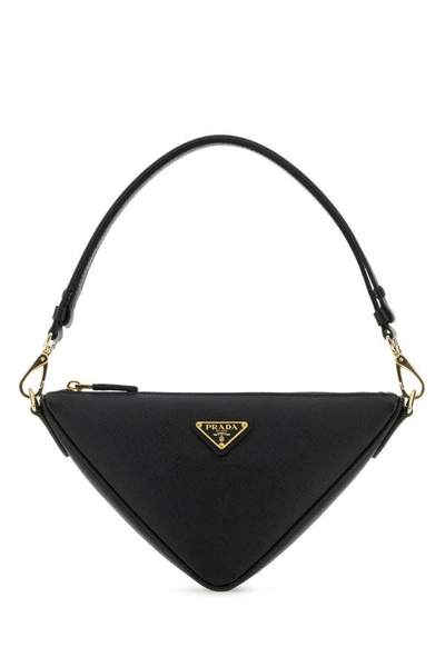 Prada Black Triangle Leather Shoulder Bag
