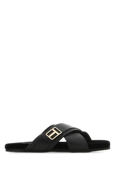 Tom Ford Man Black Leather Slippers