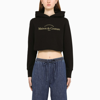 Valentino Logo Cropped Hooded Sweatshirt In Black