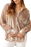 FREE PEOPLE NIGHT SKIES VELVET BUTTON-UP SHIRT