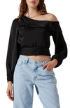 ASTR OFF THE SHOULDER SATIN BLOUSE