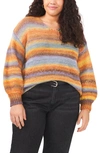 Vince Camuto Plus Size Cozy Space Dye V-neck Sweater In Citrus Spice Vc