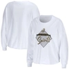 WEAR BY ERIN ANDREWS WEAR BY ERIN ANDREWS WHITE NEW ORLEANS SAINTS DOMESTIC CROPPED LONG SLEEVE T-SHIRT