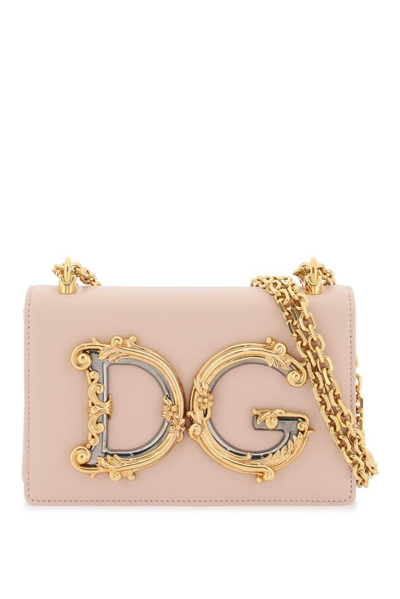 Dolce & Gabbana Logo Plaque Shoulder Bag In Pink
