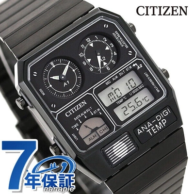 Pre-owned Citizen Ana-digi Temp Jg2105-93e Black Analog Digital Men's Watch From Japan
