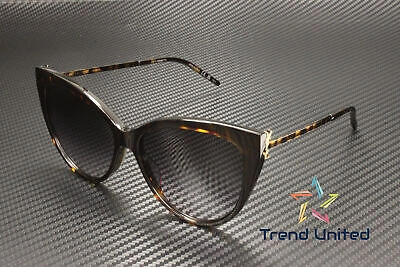 Pre-owned Saint Laurent Sl M48s_a 004 Cat Eye Havana Gold Grey 56 Mm Women's Sunglasses In Gray
