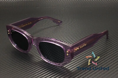 Pre-owned Gucci Gg1215s 003 Rectangular Squared Violet Blue 51 Mm Women's Sunglasses
