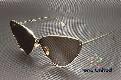 Pre-owned Balenciaga Bb0191s 002 Cat Eye Metal Gold Brown 99 Mm Women's Sunglasses