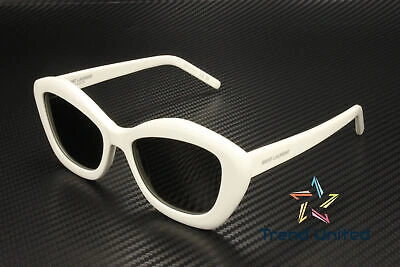 Pre-owned Saint Laurent Sl 68 004 Cat Eye Acetate Ivory Grey 54 Mm Women's Sunglasses In Gray