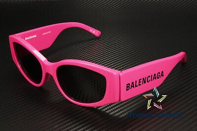 Pre-owned Balenciaga Bb0258s 004 Cat Eye Acetate Fuchsia Grey 58 Mm Women's Sunglasses In Gray