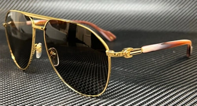 Pre-owned Gucci Gg1220s 002 Gold Brown Men's Extra Large Men's Sunglasses