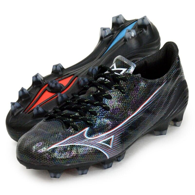 Pre-owned Mizuno Alpha Japan Black Soccer Cleats P1ga2360 01 Us7-10 W/box In Black X Ignitionred X Blue