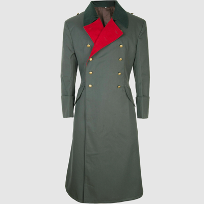 Pre-owned 100% Women German Gabardine General Repro Army Great Long Coat In Black