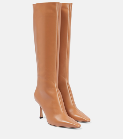 JIMMY CHOO AGATHE 85 LEATHER KNEE-HIGH BOOTS