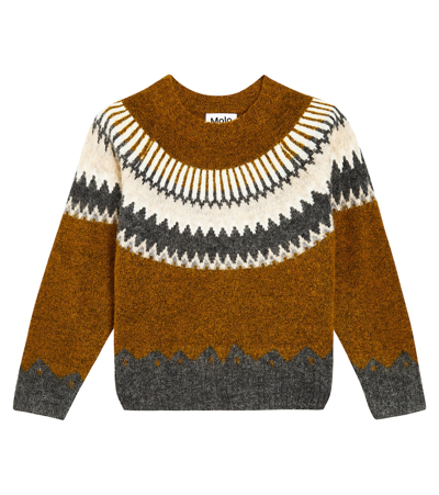 Molo Kids' Bae Wool-blend Sweater In Brown