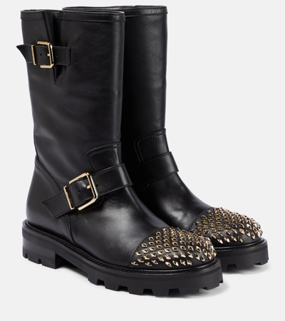 Jimmy Choo Biker Ii Studded Ankle Boots In Black