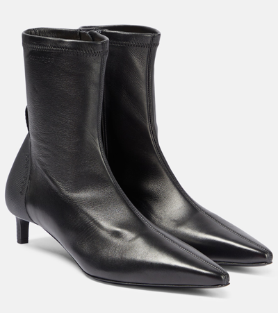 Courrèges Scuba Leather Ankle Boots In Black