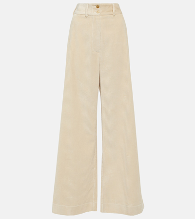 Etro High-rise Cotton Corduroy Wide-leg Pants In Neutrals