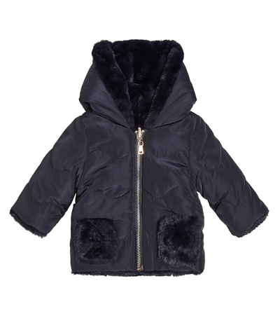 Tartine Et Chocolat Baby Puffy Faux Fur Jacket In Blue