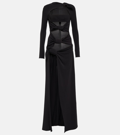 Attico Cutout Crêpe Gown In Black