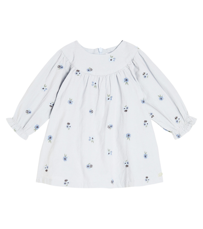 Tartine Et Chocolat Baby Embroidered Cotton Corduroy Dress In Blue