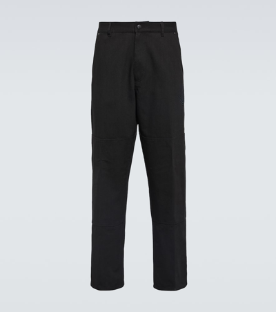 Moncler Logo Embroidered Elasticated Waist Pants In Black