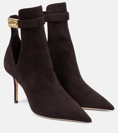 Jimmy Choo Nell Coffee Suede Ankle Boots In Brown
