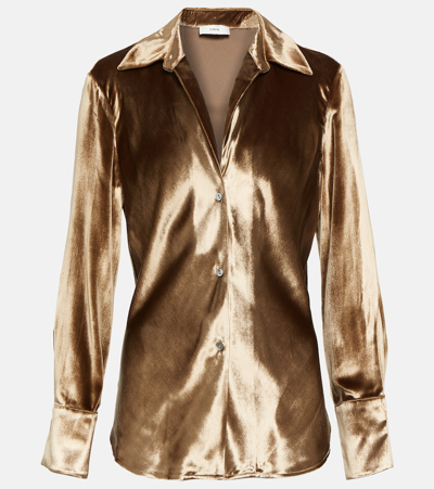 Vince Silk Satin Blouse In Gold