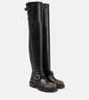 Jimmy Choo Leather Biker Over-the-knee Boots With Studded Toe In Black