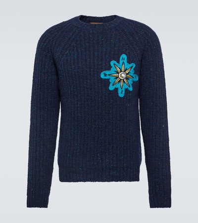 Alanui Rib-knit Wool-blend Sweater In Blue