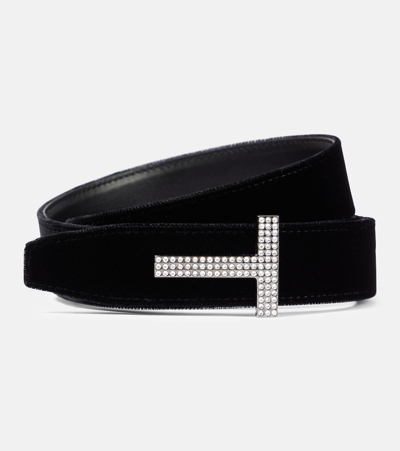 Tom Ford Embellished Belt In Black