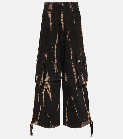 Dion Lee Convertible Tie-dye Denim Cargo Pants In Black