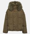 Yves Salomon Shearling-trimmed Down Jacket In Green