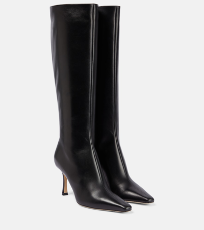 Jimmy Choo Agathe 85 Leather Knee-high Boots In Black