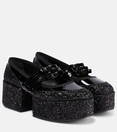 Noir Kei Ninomiya Glitter-embellished Loafers In Black Noir Kei Ninomiya Glitter-embellished Loafers In Black