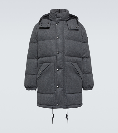 Polo Ralph Lauren Wool Blend Quilted Water Resistant Removable Hood Down Jacket In Barclay Heather