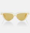 Bottega Veneta Logo Metal Alloy & Acetate Cat-eye Sunglasses In Yellow